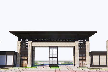 new chinese style gate 3d model