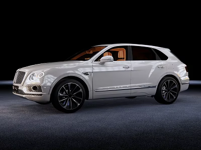 Luxury White Bentley SUV With Brown Interior And Black Wheels 3d model