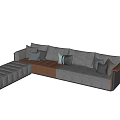 Modern Gray Brown Sectional Sofa With Cushions And Ottoman Tray 3d model