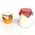 Orange And White Glass Jars With Cloth Covers And String Ties For Household Use