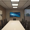 Modern Office Interior Design With Marble Accents And Geometric White Seats