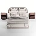 Luxury Double Bed with Soft Pillows Neutral Bed Sheets and Modern Wooden Nightstand