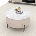 Modern Simple Round Table TV Cabinet Living Room Furniture Combination Beige 3d model