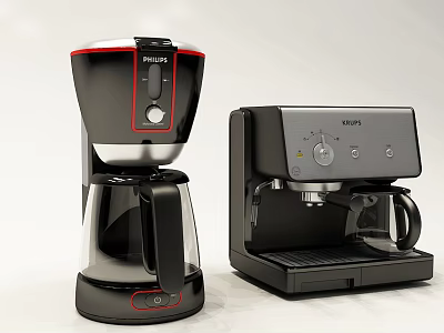 Philips Drip Coffee Maker And Espresso Machine As Essential Kitchen Appliances For Home Brewing 3d model