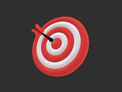 Dart As Weapon Hitting Bullseye On Red And White Target Board 3d model