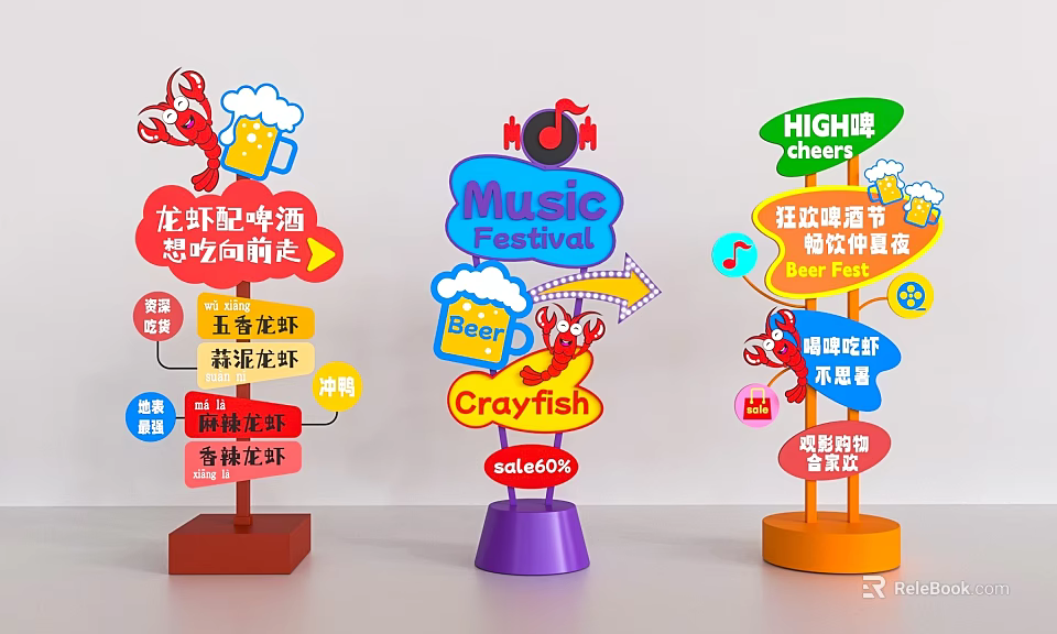 Commercial Equipment for Crayfish Beer Music Festival Event Signage 3d model 