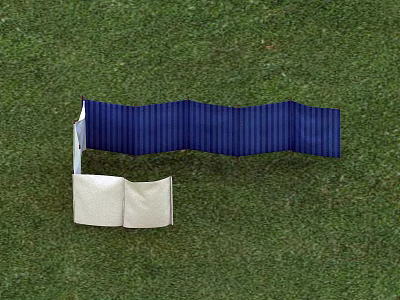 Colorful Playground Equipment With Blue Wavy Structure And White Entry On Green Grass 3d model
