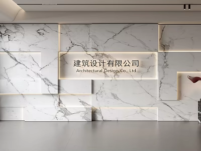 Elegant Marble Background Wall With Lighting Strips For Architectural Design Company 3d model