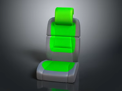 Green And Gray Car Seat Design Featuring Cushioned Backrest And Seat Cushion 3d model