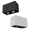 Sleek Modern Black And White Square Downlights Spotlights With Double Light Heads Design