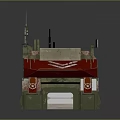 3D Military Facility Model Featuring Green Red Structure Antenna And Entrance Design