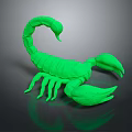 Detailed Green Scorpion Model Isolated on Black Background with Glossy Surface