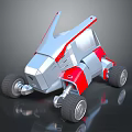 Futuristic Silver And Red Concept Car With Large Wheels And Sleek Exterior