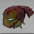 Iron Man Helmet with Red and Gold Metallic Design and Glowing Blue Eyes