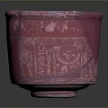 Red Cracked Ceramic Pot With Carved Patterns For Household Use 3d model