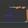 Fitness Stretching Session On Blue Yoga Mat With Supportive Blue Chair