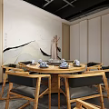 Modern Minimalist Hotpot Restaurant Interior Design With Wooden Tables Chairs Pendant Lights And Neat Layout