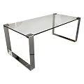 Modern Coffee Table with Glass Top and Sturdy Metal Frame Design