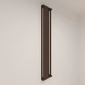 Two Brown Vertical Striped Wall Lamps Mounted On Light Colored Wall