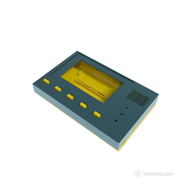 Gray Electronic Device Enclosure With Yellow Control Buttons And Panel Structure 3d model 