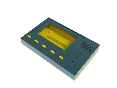 Gray Electronic Device Enclosure With Yellow Control Buttons And Panel Structure 3d model