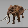 Lifelike Elephant With Long White Tusks And Brown Skin Standing