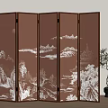 New Chinese-style screen partition 3d model