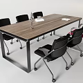 Modern Wooden Conference Table With Black Chairs And Documents In Office