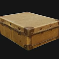 Vintage Suitcase With Fabric Exterior Leather Corners And Metal Lock Handle