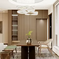 Modern Cozy Integrated Living And Dining Room With Premium Wood Finishes And Elegant Soft Lighting
