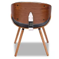 Modern Leisure Chairs With Black Leather Seats Wooden Legs And Armrests Design