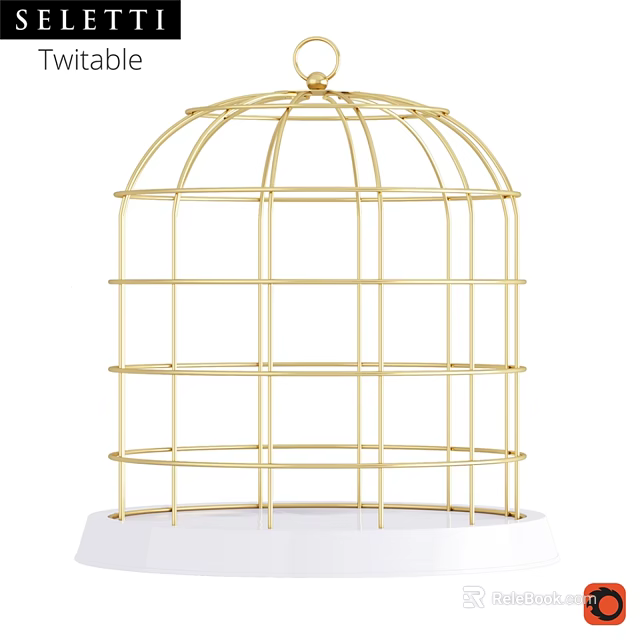 Golden Metal Birdcage Shaped Wall Decor For Stylish Home Interior 3d model 