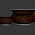 Set of Three Wooden Bowls With Silver Rim And Smooth Polished Surface Design
