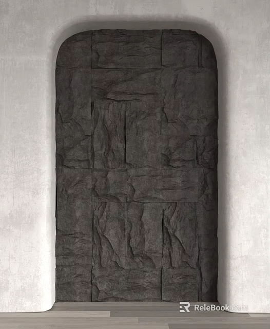 Dark Natural Stone Background Wall With Irregular Texture And Rustic Design 3d model 