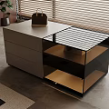 Modern Interior Side Table With Glass Top Drawers And Storage Space 3d model