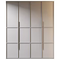 Modern Wardrobe Design With Sliding Doors Metal Handles And Light Colored Panels
