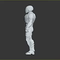Shiny Silver Armored Game and Movie Character With Full Body Metallic Armor Standing Pose