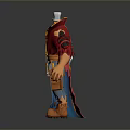 Man 3D Model With Colorful Red Blue Costume And Decorative Shoulder Design