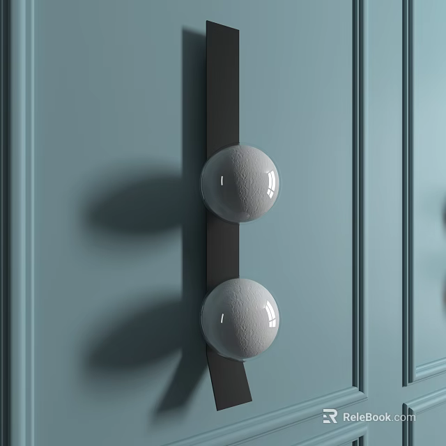 Modern Minimalist Wall Lamp With Two Gray Spherical Shades On Light Blue Wall 3d model 