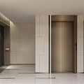 Modern Elevator Corridor With Stone Walls Marble Floor And Recessed Lighting 3d model