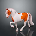 3D Model of Orange and White Horse with White Mane and Tail in Standing Pose 3d model