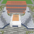 Modern Library Building With Unique Roof Design Glass Facade And Entrance Steps
