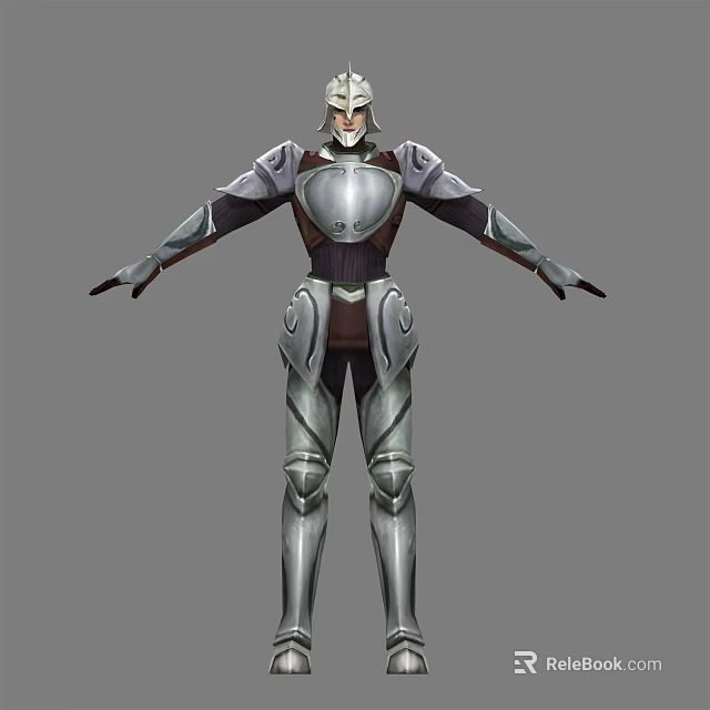 Game Movie Character In Silver And Brown Detailed Warrior Armor With Helmet Design 3d model 