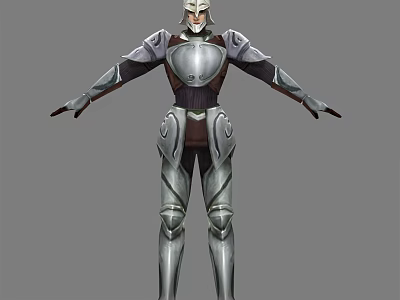Game Movie Character In Silver And Brown Detailed Warrior Armor With Helmet Design 3d model