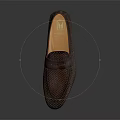 Classic Brown Leather Loafers With Snakeskin Woven Pattern And Leather Sole