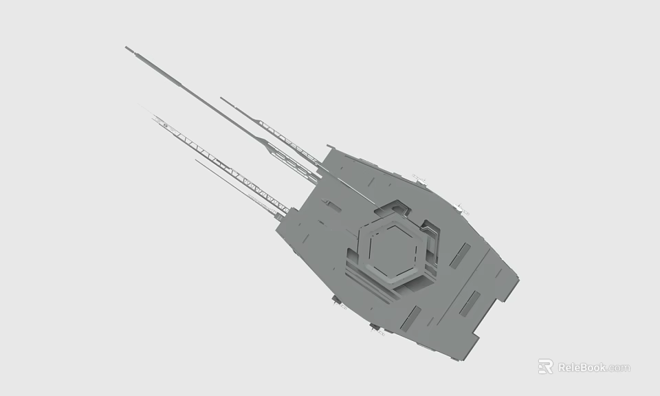 Futuristic Gray Spaceship Model Featuring Geometric Structure And Sharp Spikes 3d model 