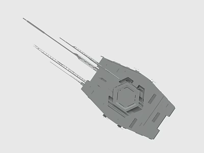 Futuristic Gray Spaceship Model Featuring Geometric Structure And Sharp Spikes 3d model