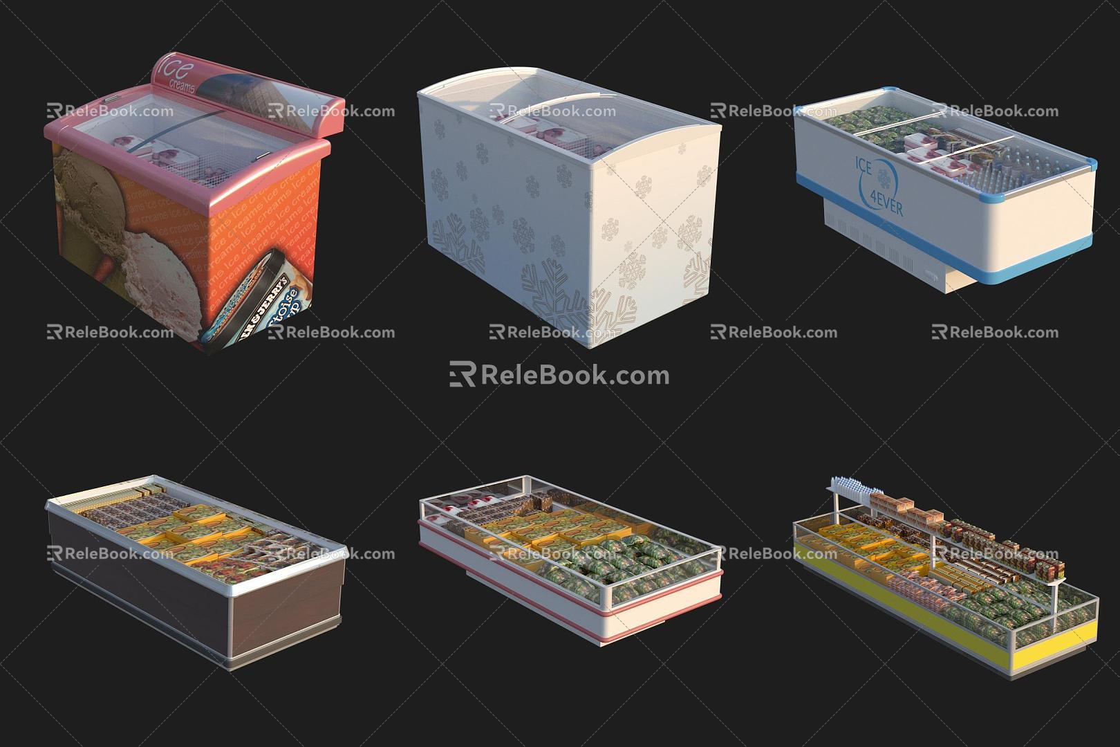 Shopping Mall Supermarket Freezer Freezer Supermarket Shelf 3d model