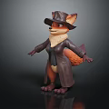 Adorable Anthropomorphic Fox Detective Character Wearing Trench Coat Vest And Fedora Hat