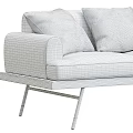 Light Colored Sofa With Soft Cushions And Throw Blanket On Metal Legs 3d model